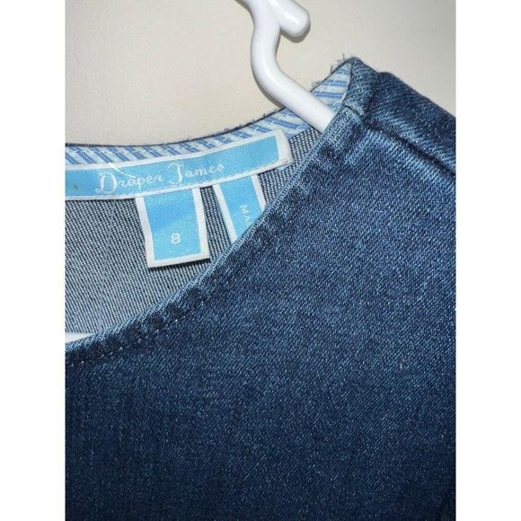 SOLD Draper James Navy Denim Shift Dress Size 8 - Picture 5 of 6